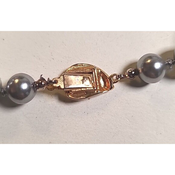 Vintage Silvertone Beaded Necklace & Matching Beaded Bracelet Set Classy - Picture 4 of 6